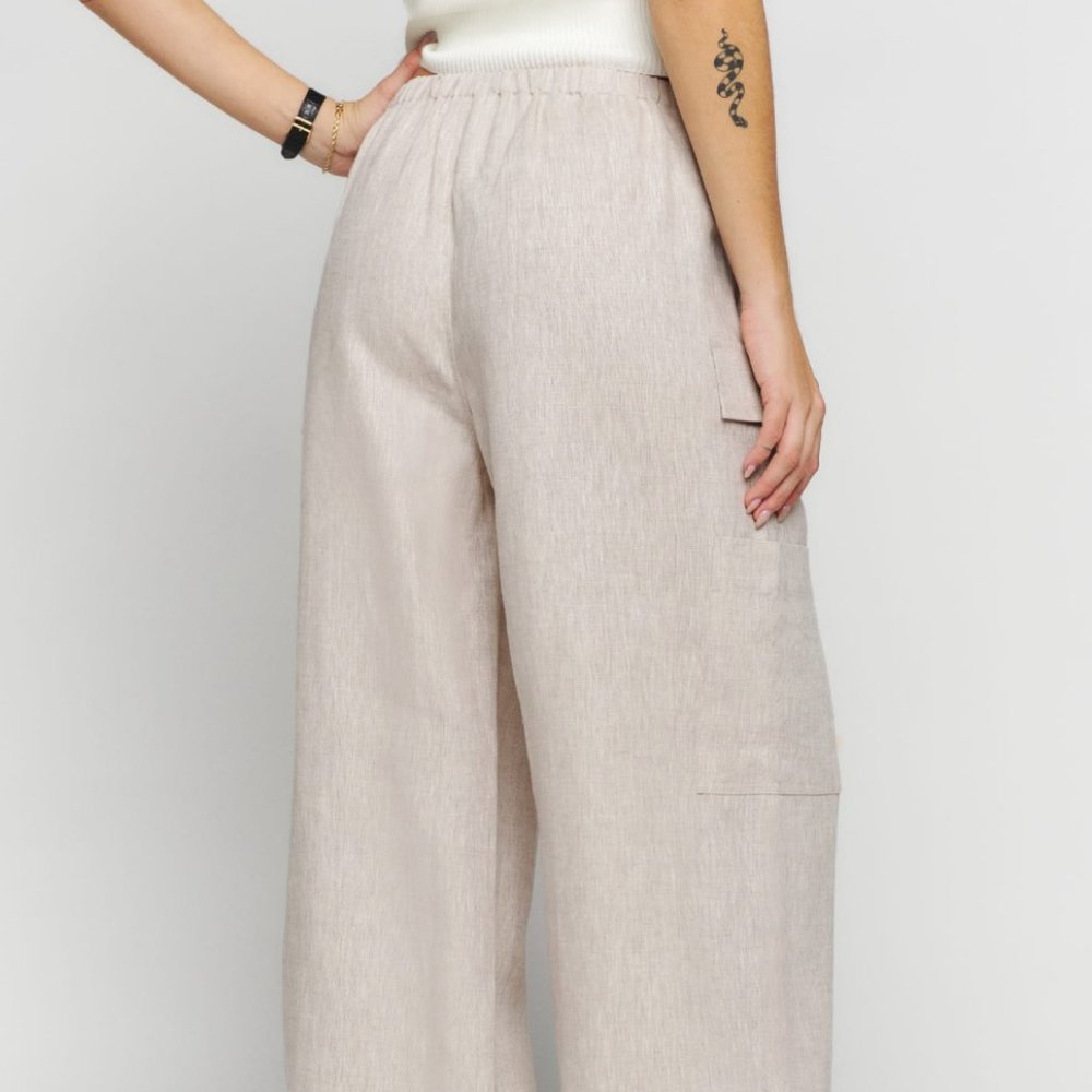 Reformation Ethan Linen Pant - Oatmeal - Picture 3 of 8